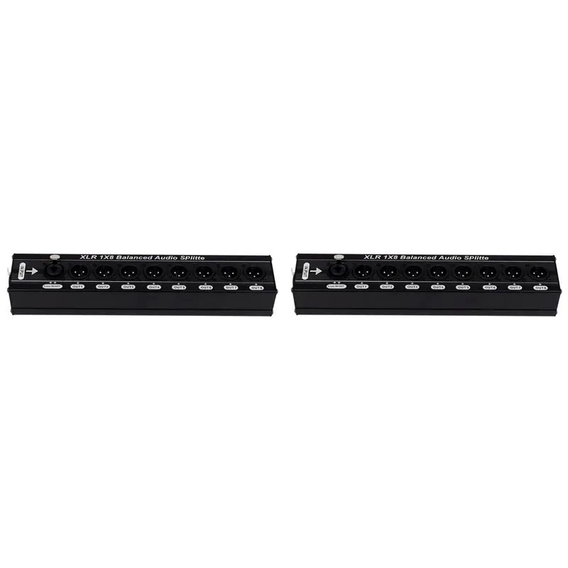 B44C 2X XLR 1X8 Balanced Audio Splitter 1 In 8 Out 3 Pin XLR Audio Splitter Audio Signal Splitter Box