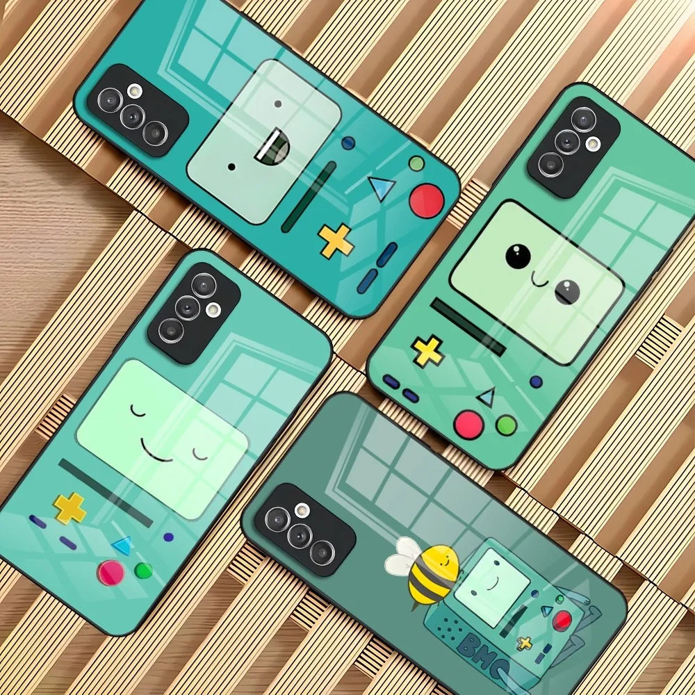 Adventure Time Cute Beemo BMO Jake Finn Phone Case For Samsung S24 S23 S21 S20 S22 A24 A34 A54 A53 Note 20 Pro Ultra Plus Glass