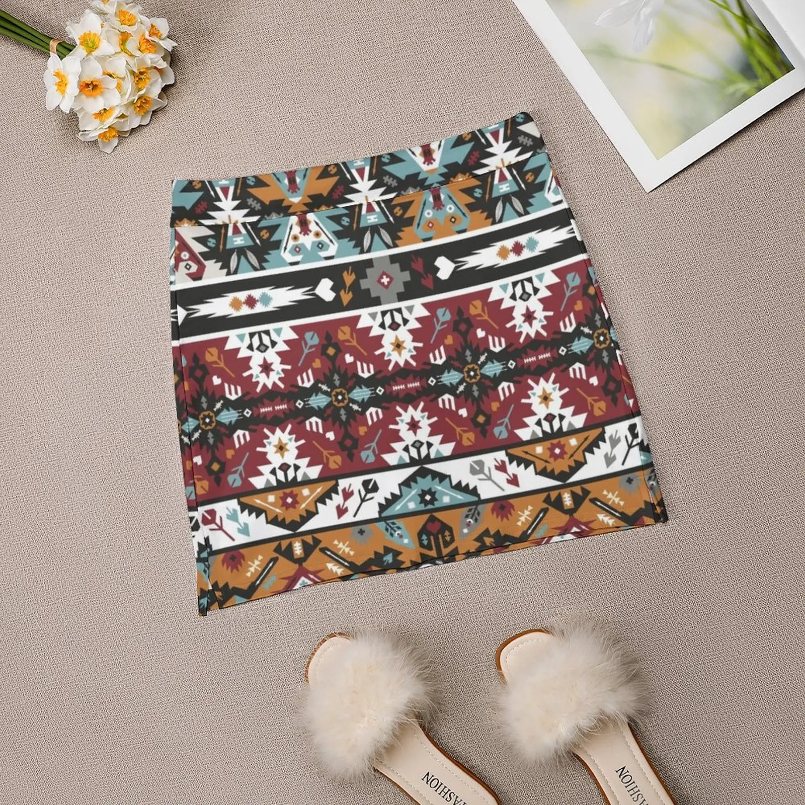 Fancy abstract geometric pattern in tribal style Light Proof Trouser Skirt Short skirts korean style clothing