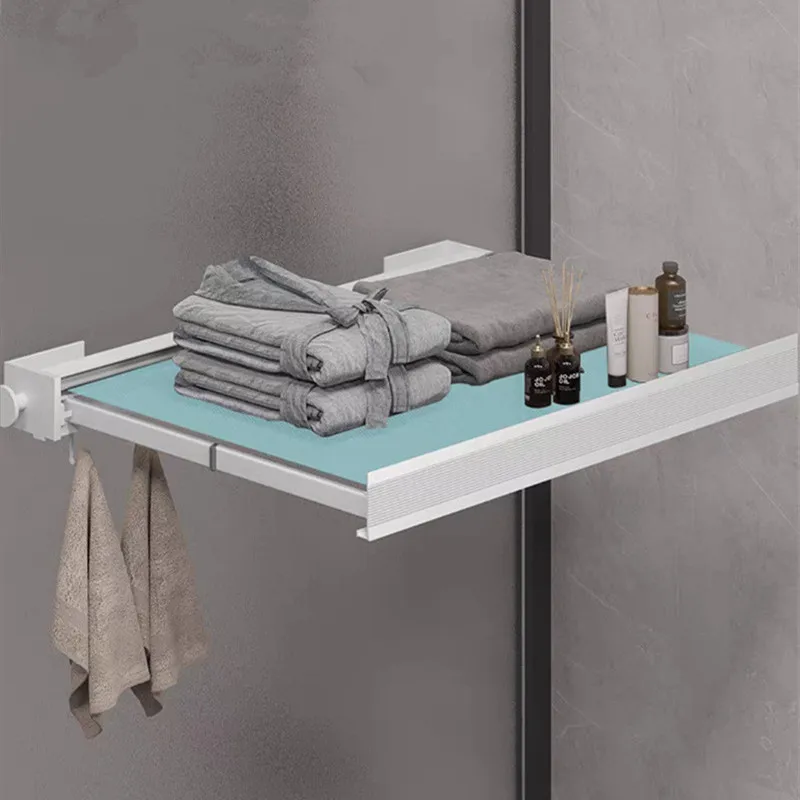 

Grey invisible folding clothes rack, shoe rack retractable mesh wall mounted Aluminum bathroom clothes dryer sock drying Holder