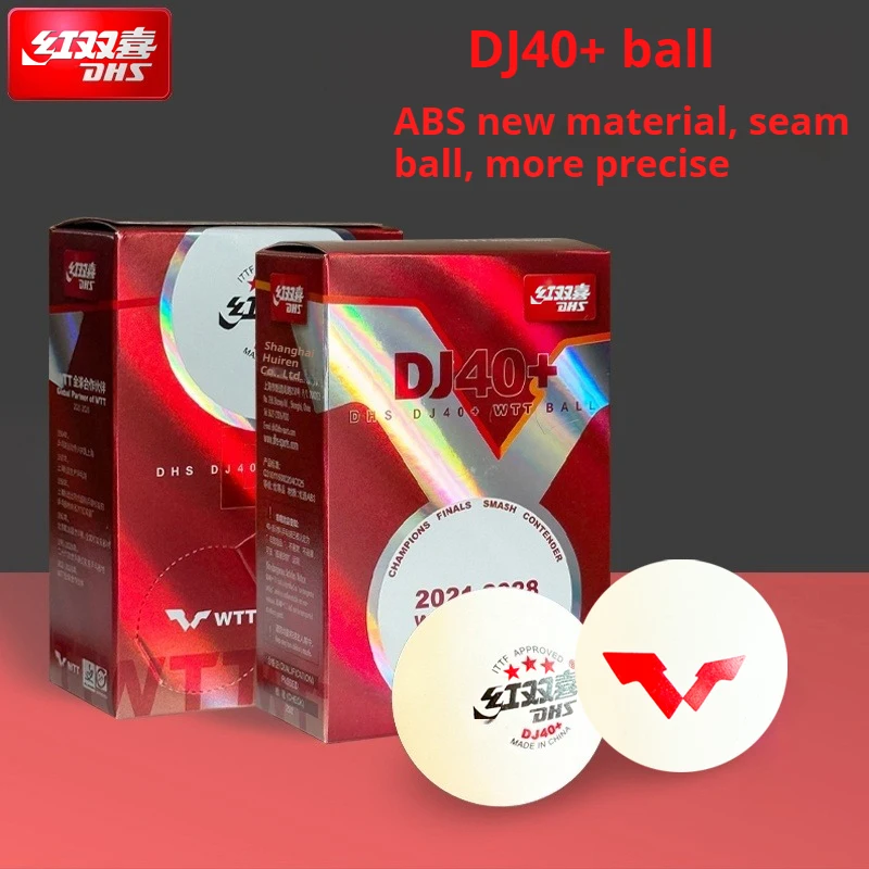 DHS WTT Table Tennis Balls DJ40+ 3 Stars ABS New Material ITTF Approved Ping Pong Balls for Professional Athletes Competition
