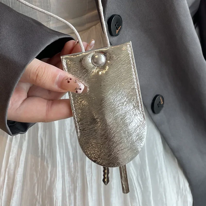 열쇠 가방 정리함 가정부 열쇠 홀더 목걸이형 열쇠 가방 PU 열쇠 지갑 풀아웃 타입 홀터 단색 한국 스타일