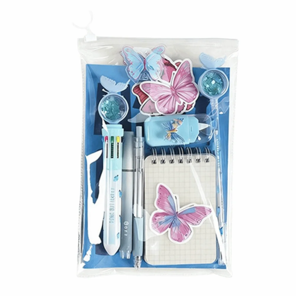 

9 in 1 Butterfly Stationery Set Highlighter Pen INS Study Stationery Gifts Student Prizes Ballpoint Pen Office Stationery Kit