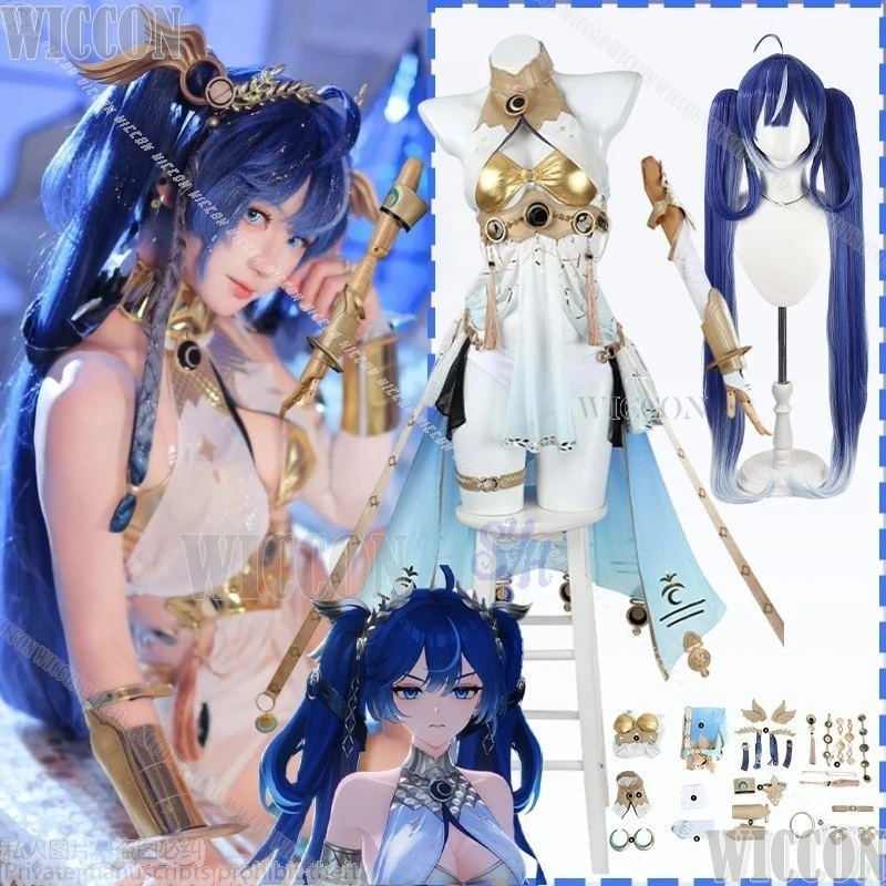 

Anime Game Wuthering Waves Cosplay Iuno Costume Goddess Sexy Sleeveless Jumpsuit Mini Dress Jirai Kei Lingerie Halloween Party