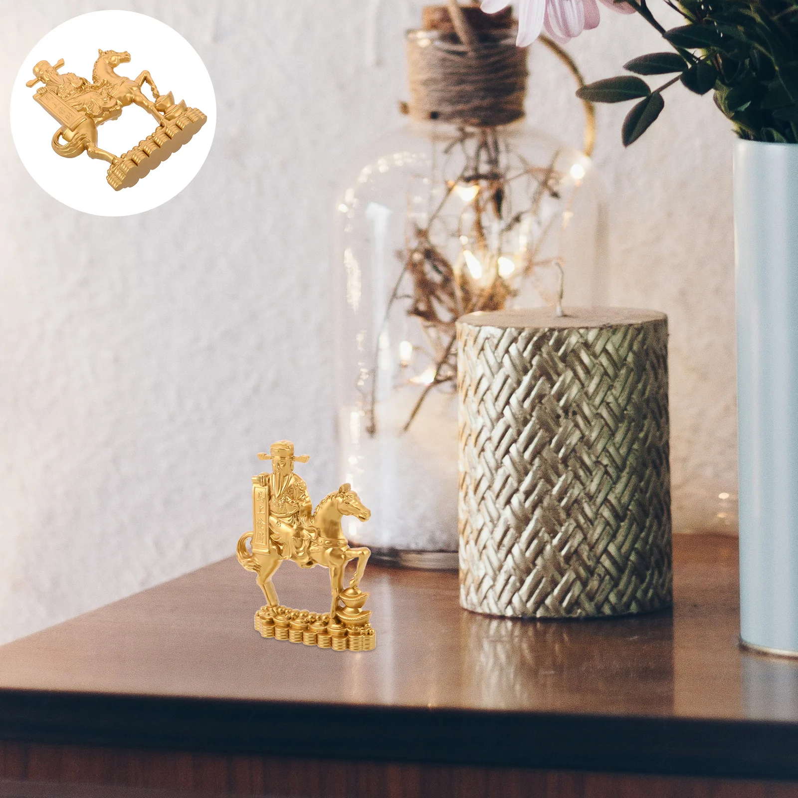 حصان صغير الذهب الصينية زودياك تمثال 2026 سنة الحصان الديكور تمثال معدني محظوظ فنغ شوي الثروة زخرفة سيارة #1