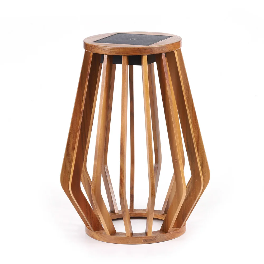 Solar Cell Powered Outdoor Garden Lighting Backyard Floor Hanging LED Lanterns Easy to Install Ambient Light Wood Frame