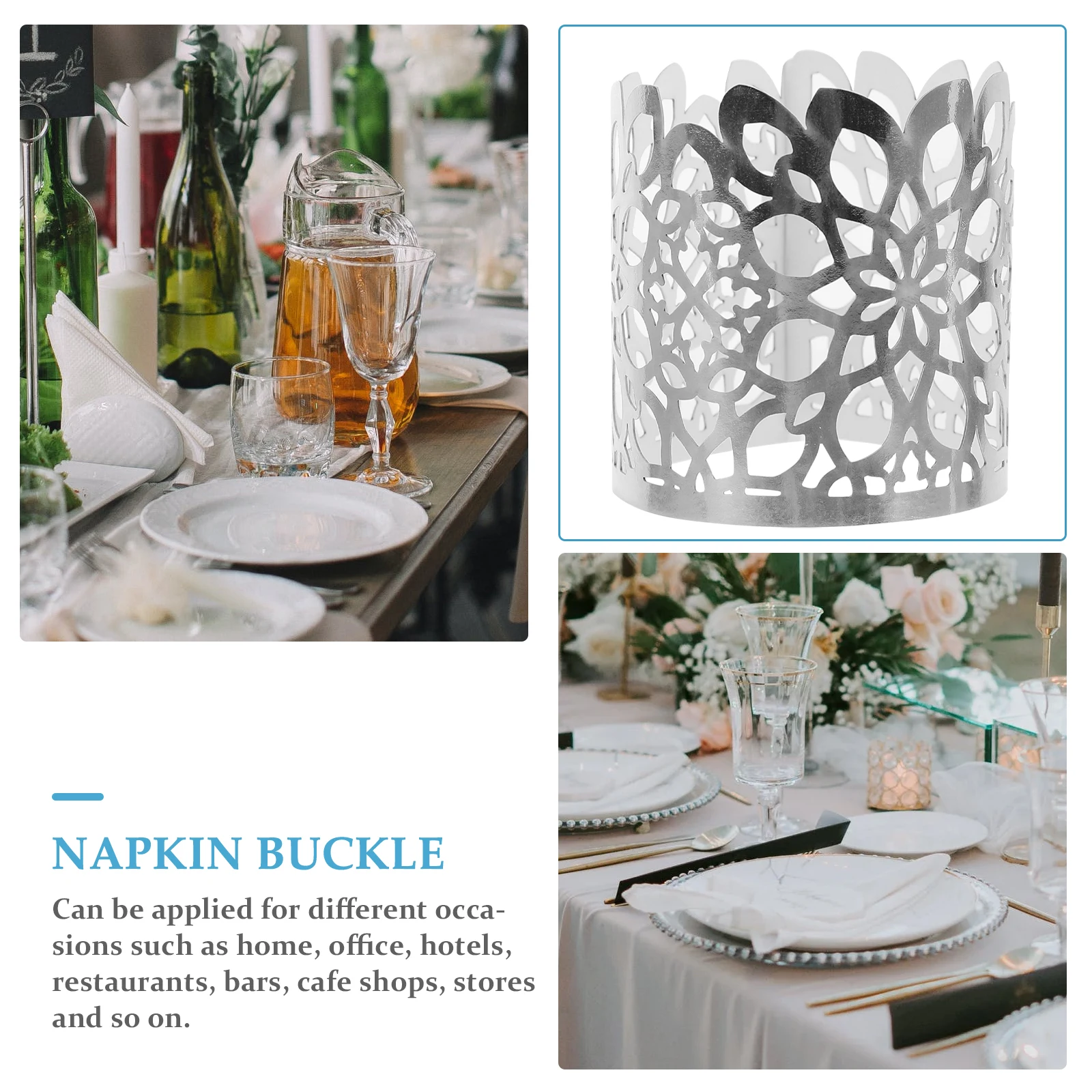 

50pcs Paper Napkin Rings Disposable Serviette Ring Decorative Tableware For Party Wedding Banquet Home Elegant Compact Hollowed