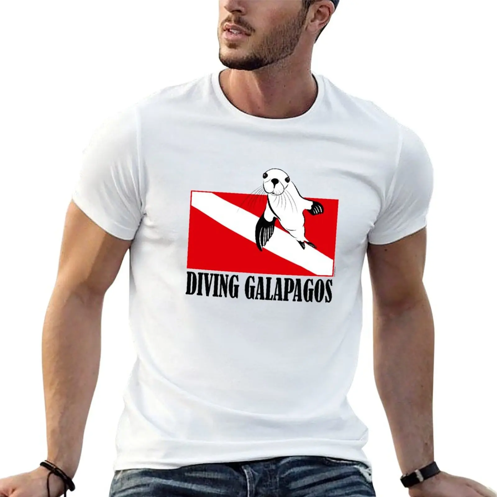 Diving with sea Lion in Galapagos Ecuador T-Shirt Outdoor Activity Sports T-Shirt