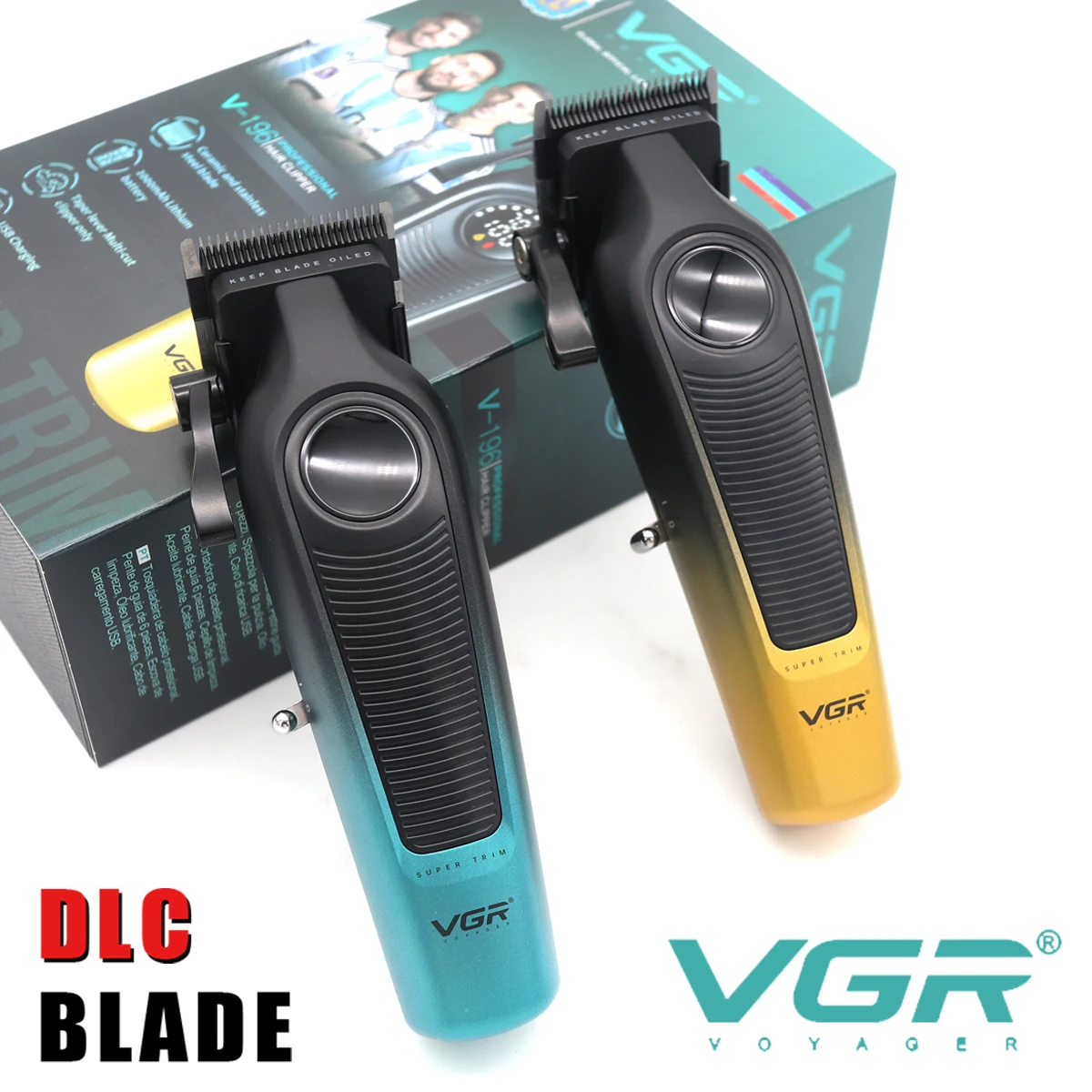 

VGR V196 Hair Clipper for Men with DLC Blade 7000RPM LED Display Professional Barber Shop Cordless Hair Cutting Machine