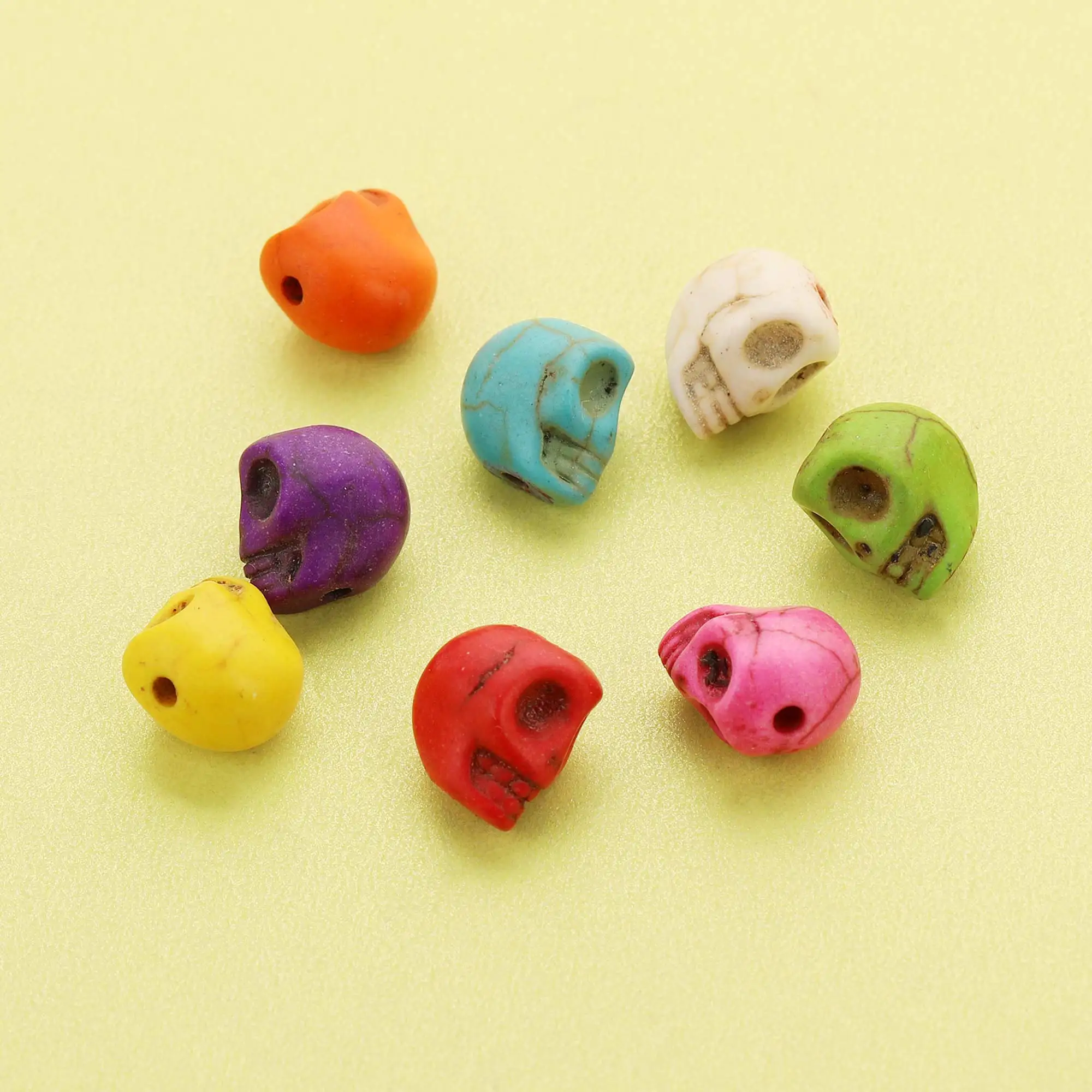 

10Pcs 10MM Dyed Color Turquoise Skull Stone Beads,DIY Beading Supplies 4160049