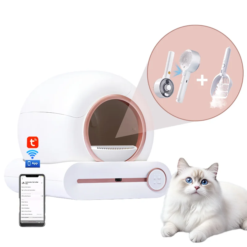 

OEM оптовая продажа умный самоочищающийся пластиковый ящик для кошачьего туалета сертифицирован UL/FCC легко очищаемый для кошек котят