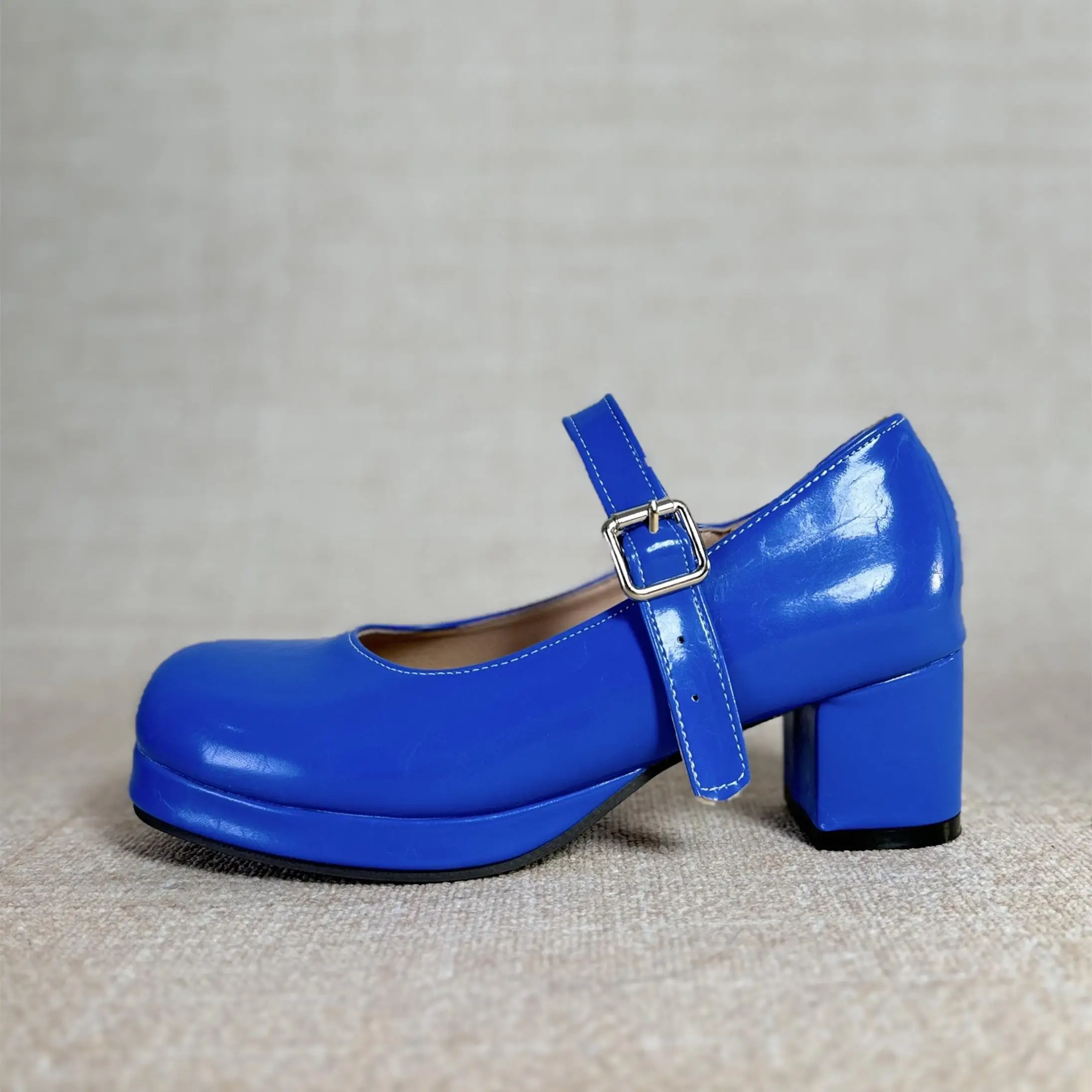 MiSide Shoes game Mita cosplay AIHASTO Мита Electronic wife Same blue patent leather cos Woman shoes Lolita Shoes Women'S Boots