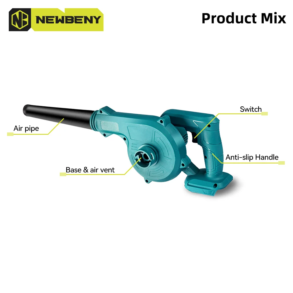 NEWBENY 2 In 1 Cordless Electric Air Blower & Suction Handheld Leaf Snow Sweeper Dust Collector Cleaner For Makita 18V Battery