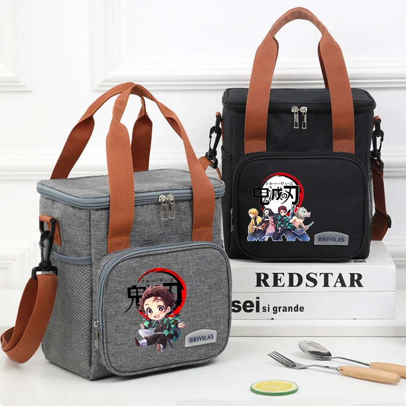 

Anime Demon Slayer Kimetsu No Yaiba Lunch Bags Kawaii Multi-layer Large Capacity Food Thermal Bags Lunch Case Picnic Bento Bag