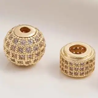 

14K Gold-Plated Zircon round Beads Micro-Inlaid Barrel Wheel Partition Beads for DIY Handcrafted Jewelry Accessories