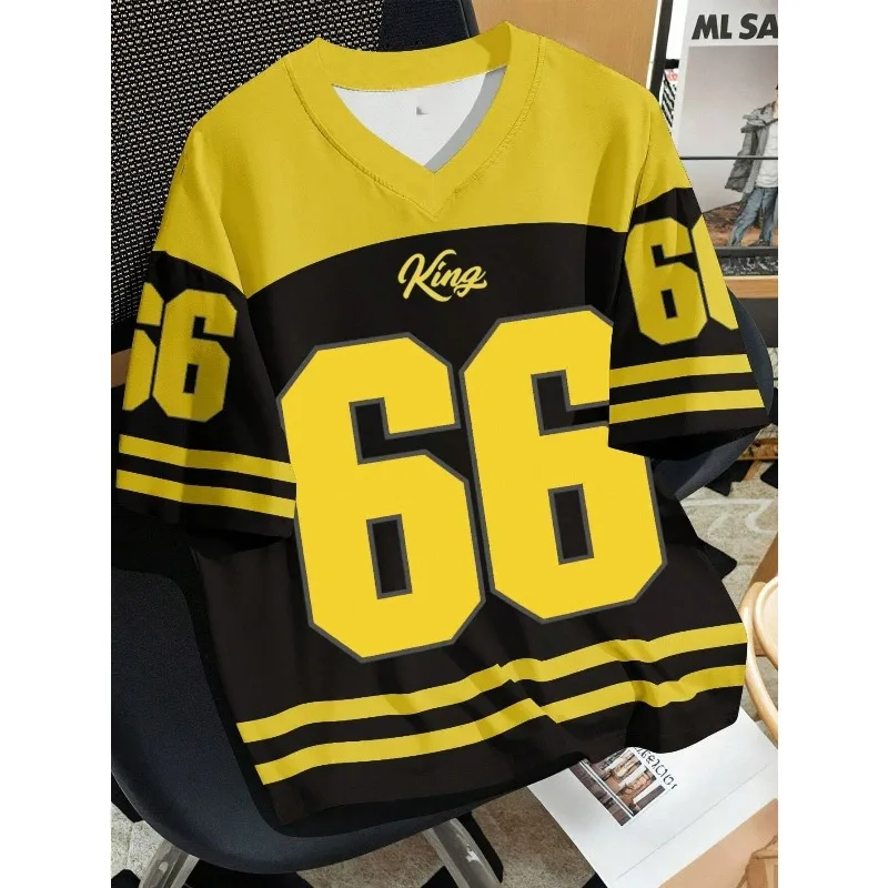 

Новый бейсбольный трикотаж с 3D-принтом на 2026, модная цифровая печать No 66, модный уличный мужской и женский v-образный вырез, King