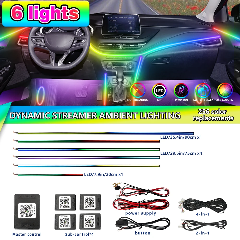 

RGB 64-цветный светодиодный умный пульт дистанционного управления для салона автомобиля, набор для установки быстрого блокировки окружающего освещения