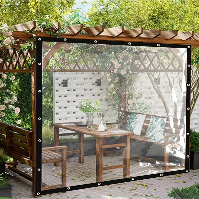 Speziell für Hof, Balkon, Garten: 2x4m transparente, wasserdichte Plane mit Seil und Schnallen – Outdoor-Sonnenschutz und Regenschutz – Detail 3