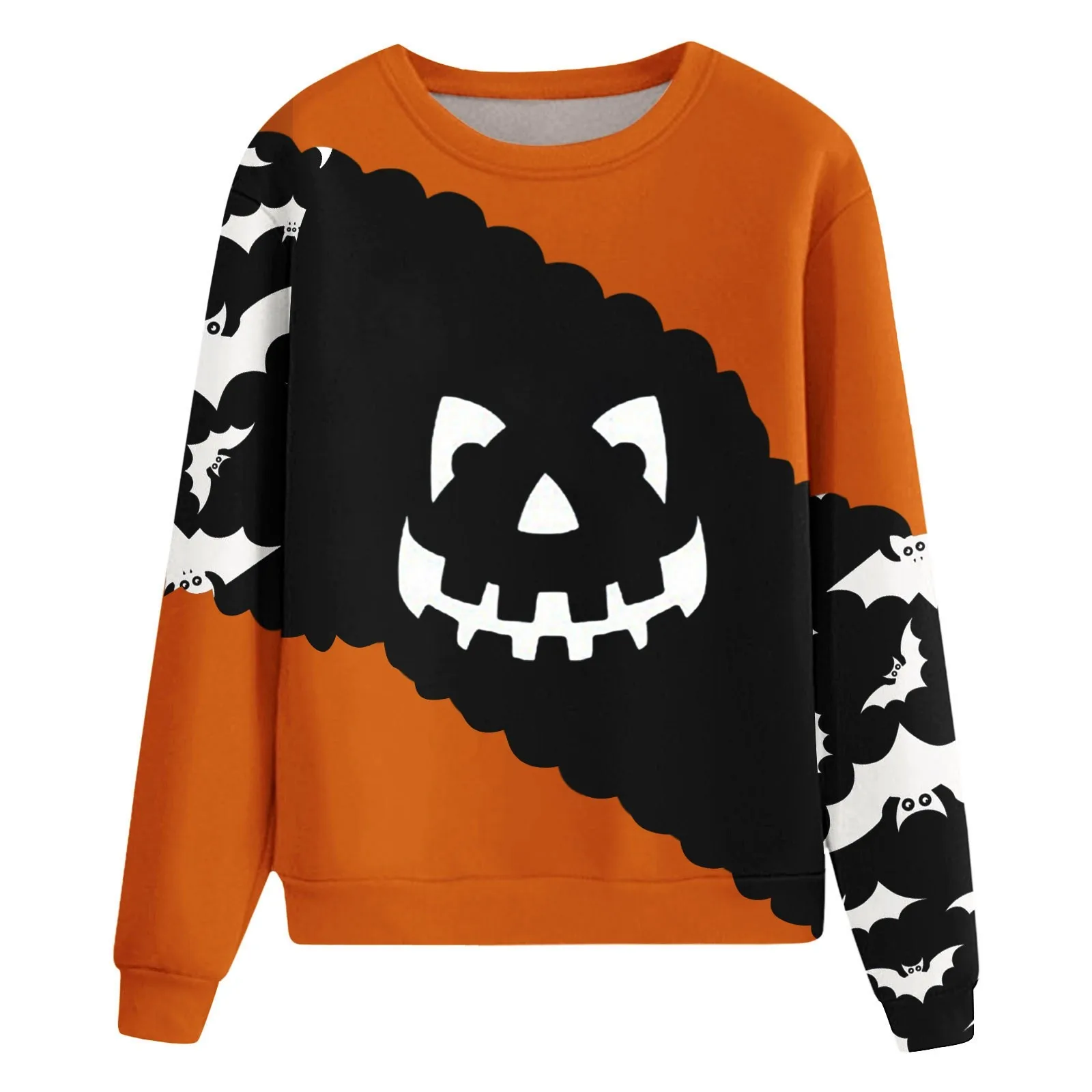 Women'S Halloween Trend Printed Fashion Hoodie Crew Neck Long Sleeve Casual Comfortable Jumper Personality All Match Sweatshirt