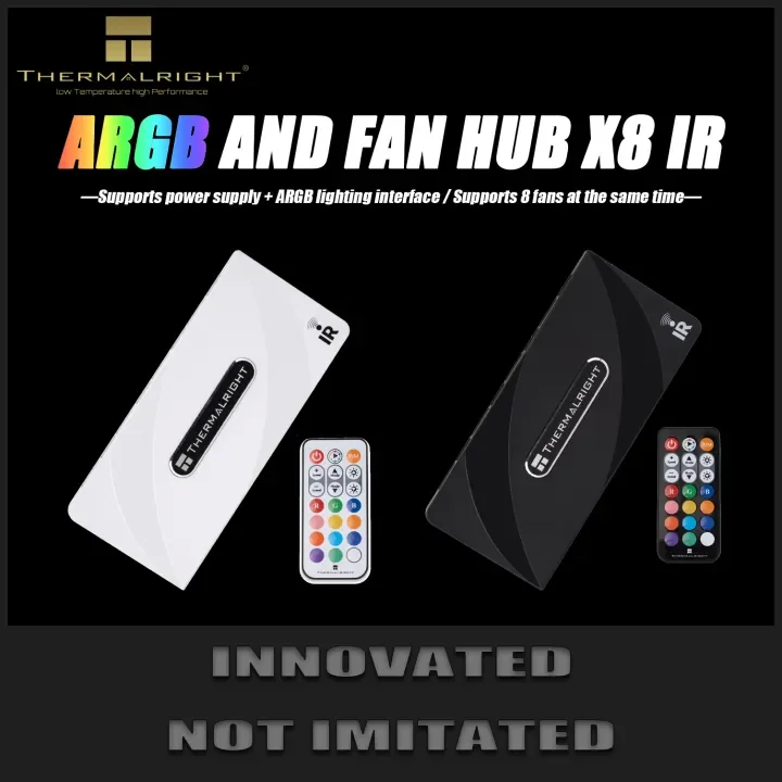 

Thermalright ARGB AND FAN HUB X8 IR BLACK&WHITE Supports power supply + ARGB lighting interface Supports 8 fans at the same time