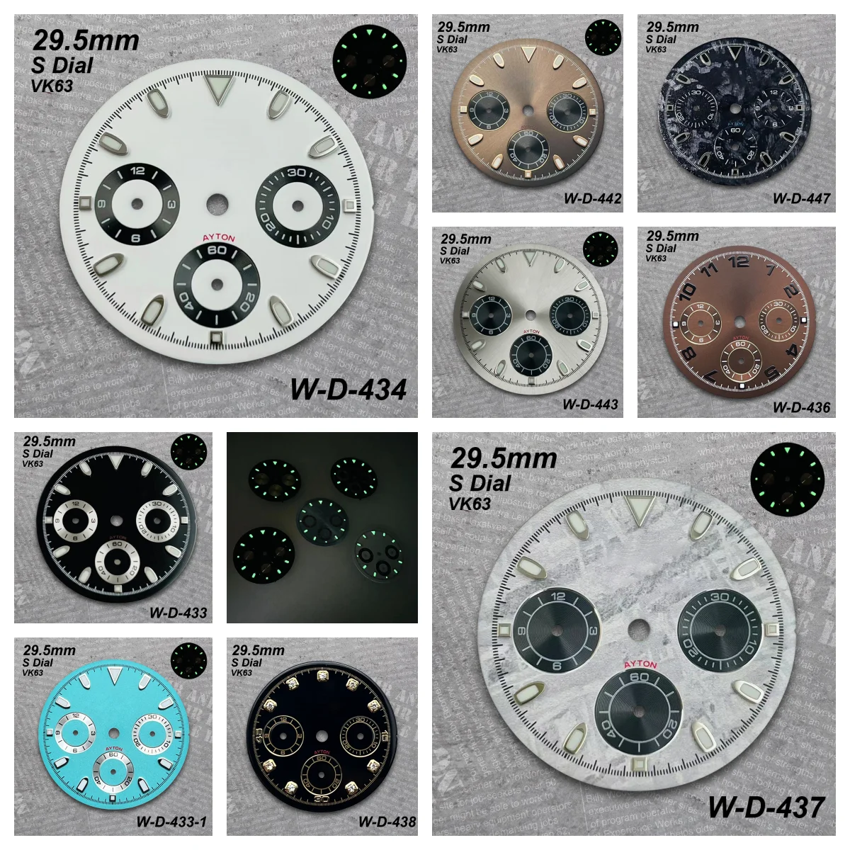 29.5 mm DTN Panda S Logo Dial Suitable For VK63 Movement Green Luminous Matte/Sunburst Quality Watch Modification Accessories