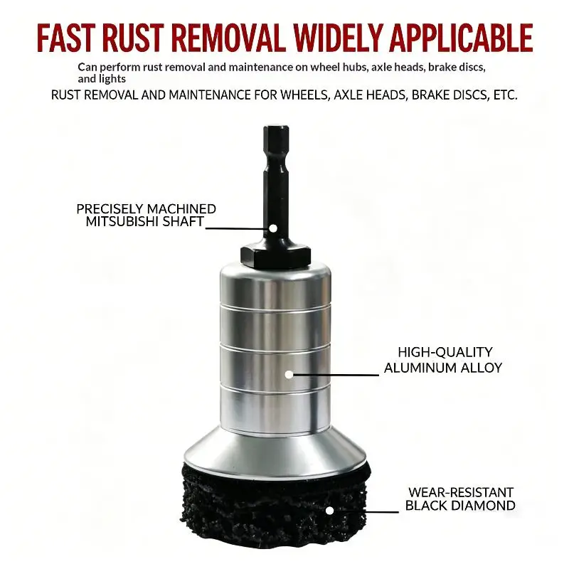 Wheel Hub Rust Removal Brush Brake Hub Surface & Stud Cleaning Maintenance Kit Brake Disc Rust Removal Tool For Hub Rotor Wheel