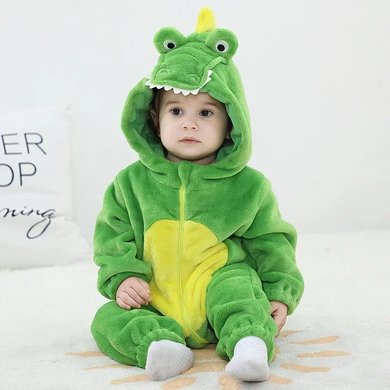 

Lovely Crocodile Newborn Baby Clothes Boy Girl Bodysuits Halloween Cosplay Costume Ropa Bebe Winter Flannel Infant Soft Warm