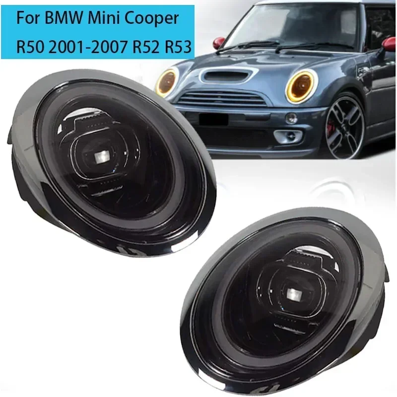 

Автомобильный светодиодный передний фонарь для BMW Mini R50, светодиодные фары 2001-2007 R52 R53, модифицированные светодиодные фары в сборе, аксессуары Plug and Play