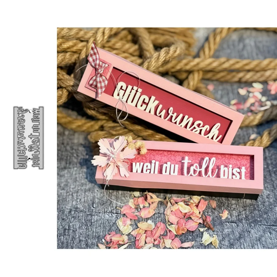 Новое поступление 2026 года, немецкая фраза с буквой Fiskwunsch Weil Du Toll Bist, металлические штампы для DIY, трафареты для изготовления карт для скрапбукинга