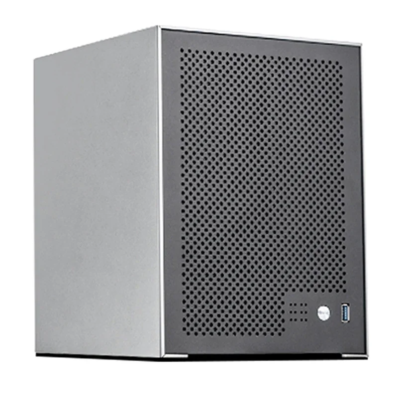 6-Bay Aluminum Enclosure NAS Chassis with ITX Motherboard Compact 1U Power Supply Black Storage Server Chassis for Group Use