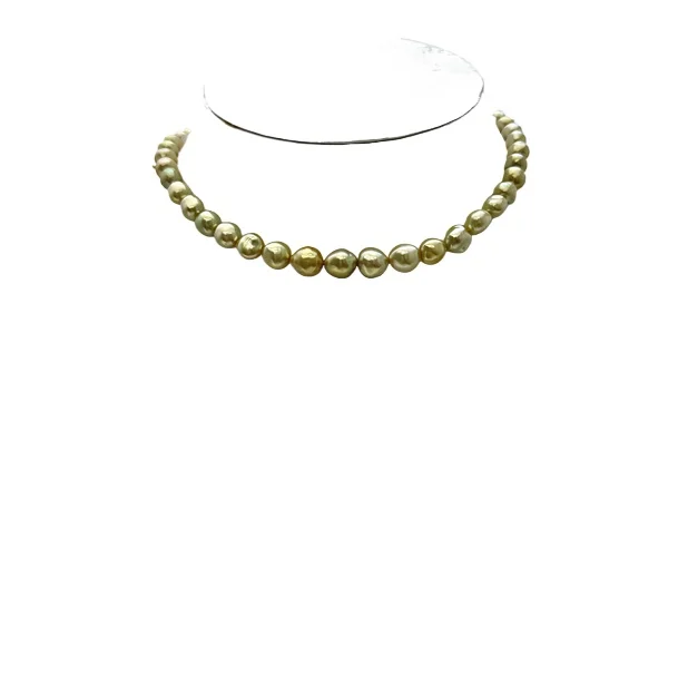 

RARE 16" 10-11MMGENUINE GOLDEN BAROQUE CULTURED PEARL NECKLACE
