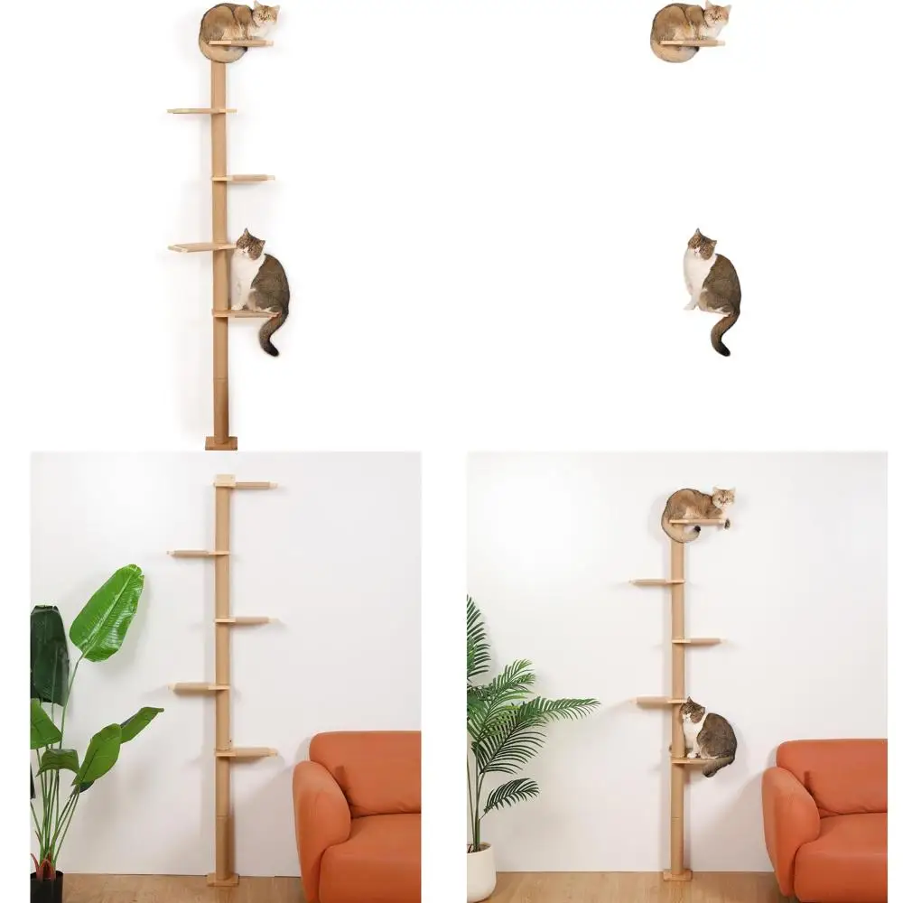 

5-Tier Wall-Mounted Cat Tree Tower with Scratching Post and Playful Climbing Shelves