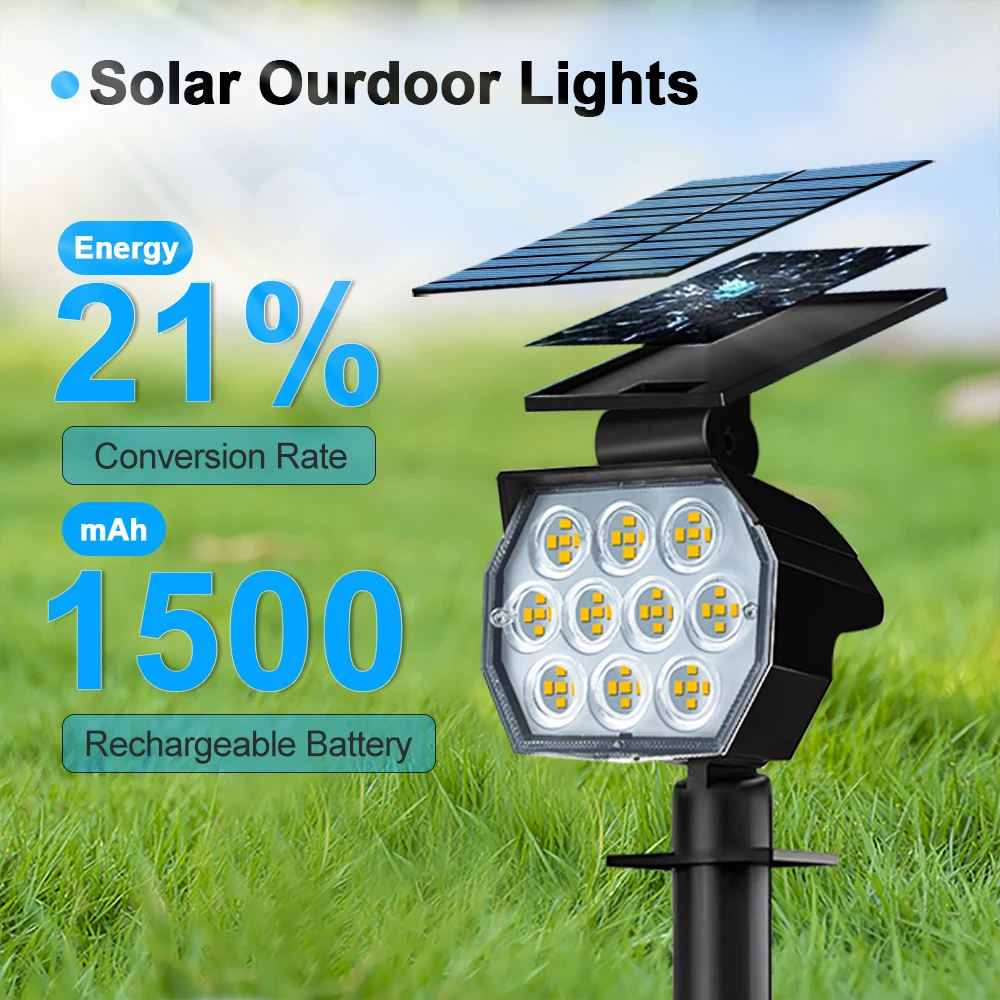 Solar Lights Outdoor Waterproof 50LED 3 Lighting Modes Solar Powered Garden Yard Spot Lights for Outdoor Landscape Decoration