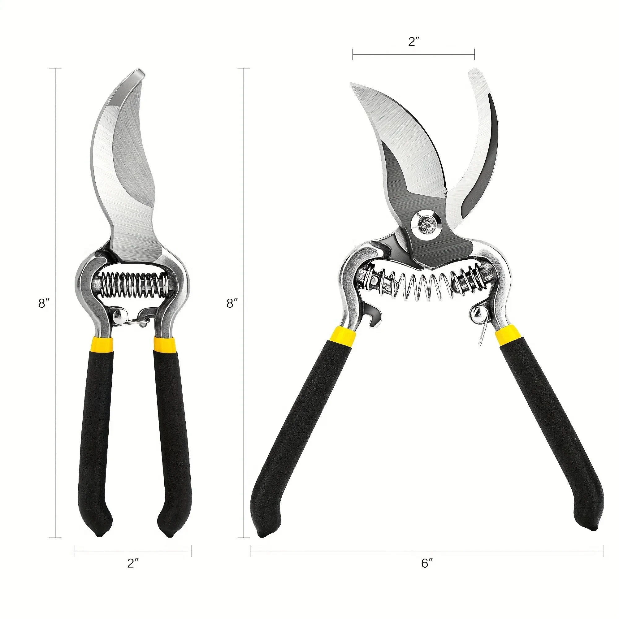 Heavy Duty Steel Curved Blade Pruners, Garden Pruning Shears, 8