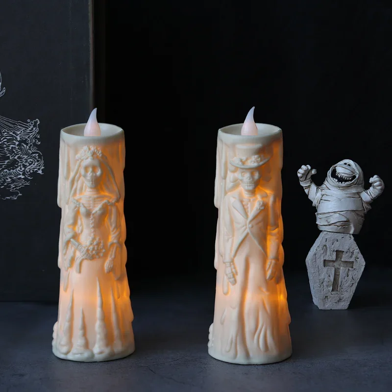 Halloween Candles Orange Flameless Candles Battery Operated Led Pillar Candles With Remote Timers For Halloween Decoration