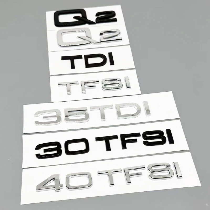 3D Letters Emblem TDI TFSI 35TFSI 35TDI Silver Black Car Sticker For Q2 Series Rear Trunk Tail Badge Accessories