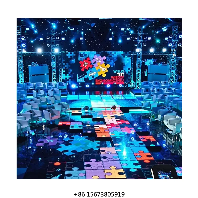 

Интерактивный светодиодный напольный экран P3.91 500x500 мм для помещений, видеопанели для дискотек и свадеб