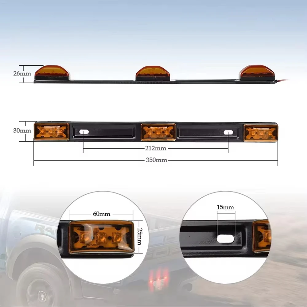 Stainless Pickup Truck Trailer ID Bar Light Rear Red LED Marker Clearance Lights 12V For Ford Raptor F150 250 Pickup Truck