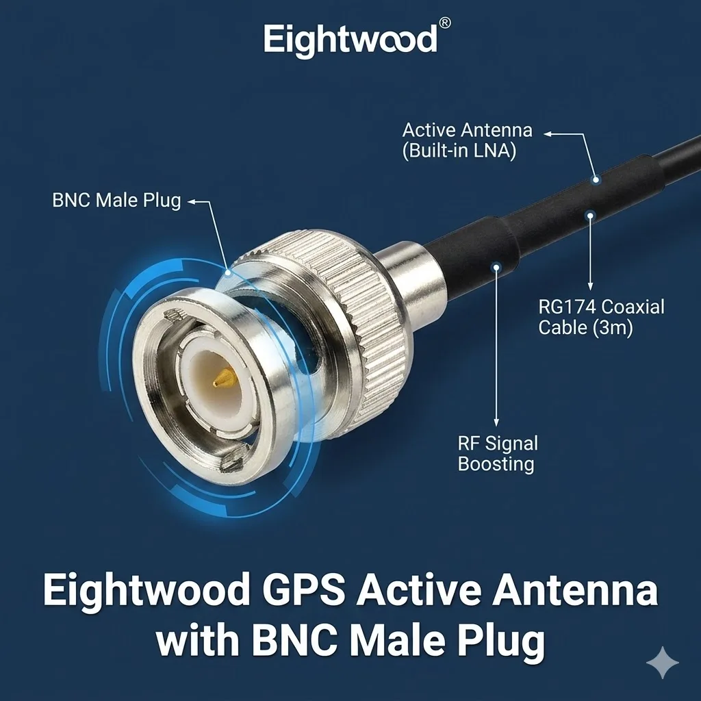 Eightwood Car Active GPS Magnetic Mount Antenna BNC Male Connector for Abarten Furuno Garmin NorthStar Navigation System Unit