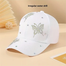 New lady pure color diamond butterfly baseball cap, multi-color optional fashion essential travel