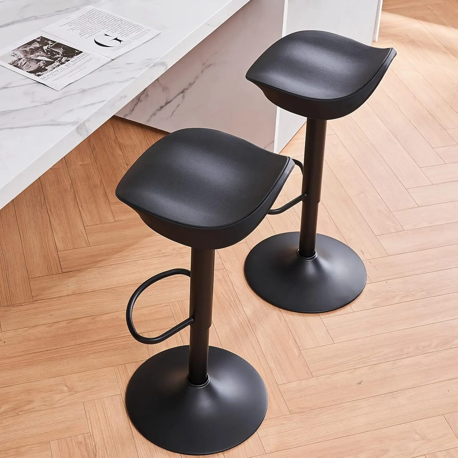 Counter Height Bar Stools Metal Adjustable Swivel Barstools with Footrest-Ergonomic Streamlined Kitchen Island Stools Bar Chair