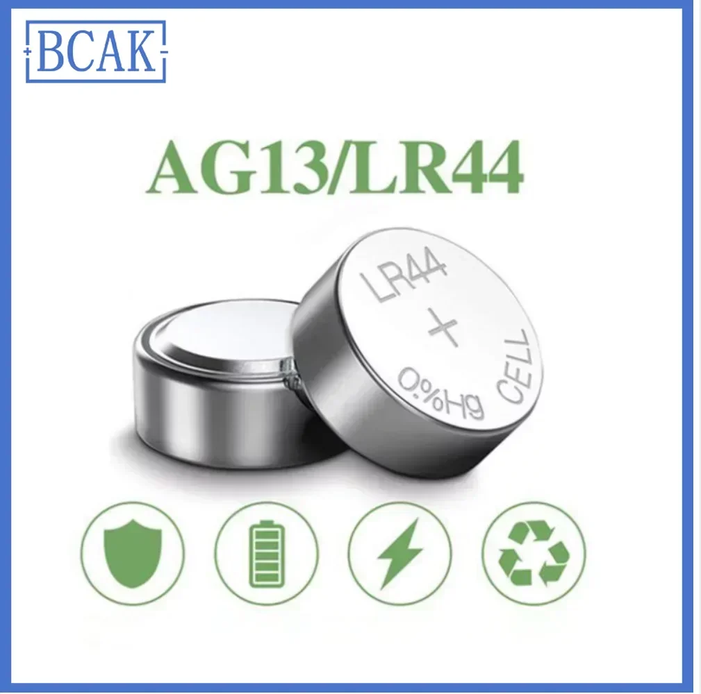 210 mAh AG13 LR44 BCAK A76 357 357A LR1154 SR1154 SR44 1.55V แบตเตอรี่สําหรับนาฬิกาเครื่องคิดเลขกุญแจรถนาฬิการะยะไกลปุ่มเหรียญ