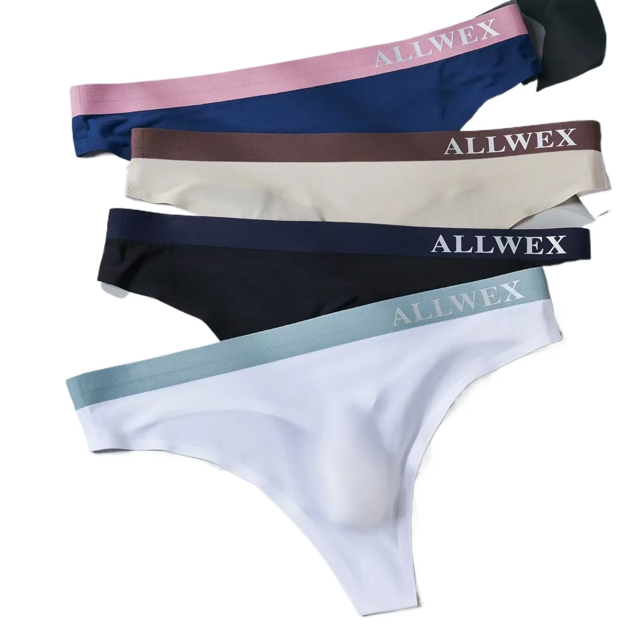 Farbblockierter Tanga mit Bund für Herren, Eisseide, schnelltrocknend, Sportunterwäsche, ultradünn, U-förmiger Beutel, leichter G-String