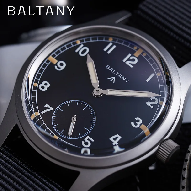 Baltany D12 Orologi militari Piccoli secondi sottosecondi VD78 Orologio da polso al quarzo in acciaio inossidabile con zaffiro luminoso in pelle