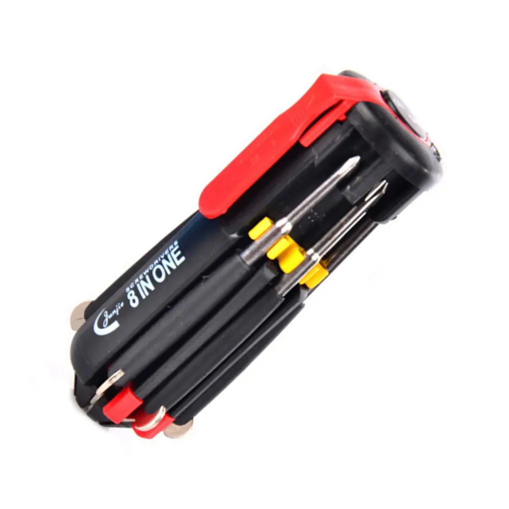 Multi-Function 8 In 1 6 LED Flashlight Screwdrivers Home Appliance Car LED Torch Hand Repair Tools