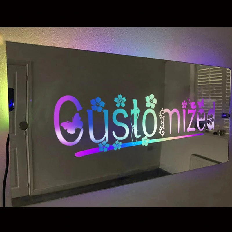 

Personalised Words Mirror Customized Neon Sign Light Acrylic LED Light Wall Atmosphere Lamp For Home Coffee Bar Decoration