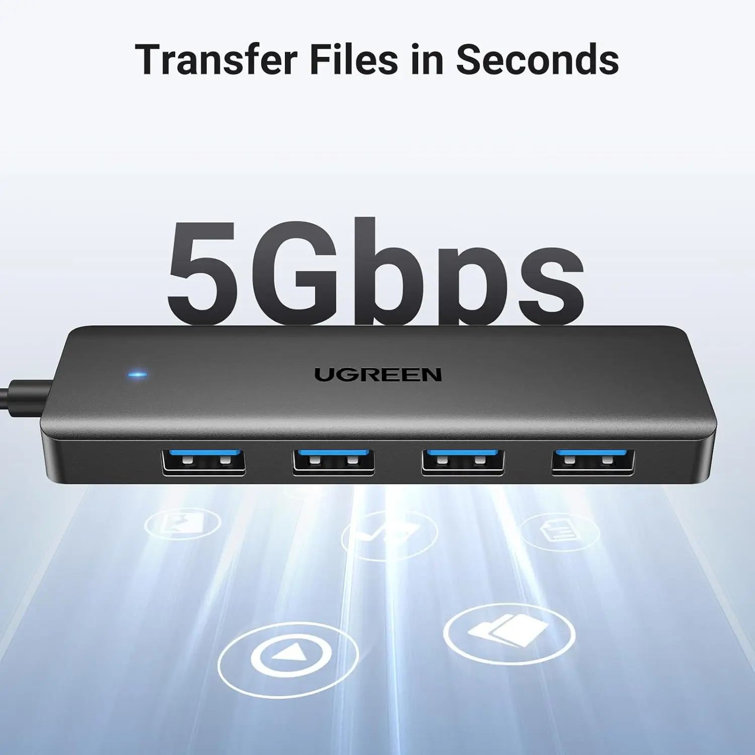 UGREEN USB 3.0 허브, 4포트 USB 분배기 마우스, 키보드, 플래시 드라이브, U 디스크, 프린터용 초슬림 USB 확장기