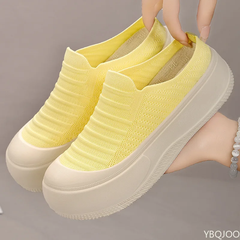 여름 통기성 두꺼운 밑창 신발 토캡 플립플랍 얕은 입구 키높이 신발 미니멀리스트 패셔너블 다용도 스포츠 신발