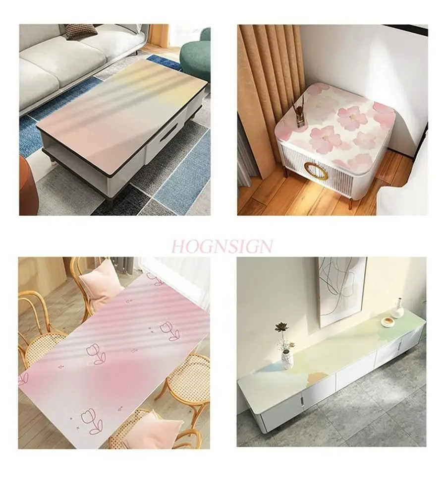 1pcs Gradient oil painting leather desk mat, desk mat, dining table mat, waterproof and oil resistant desktop mat, tablecloth