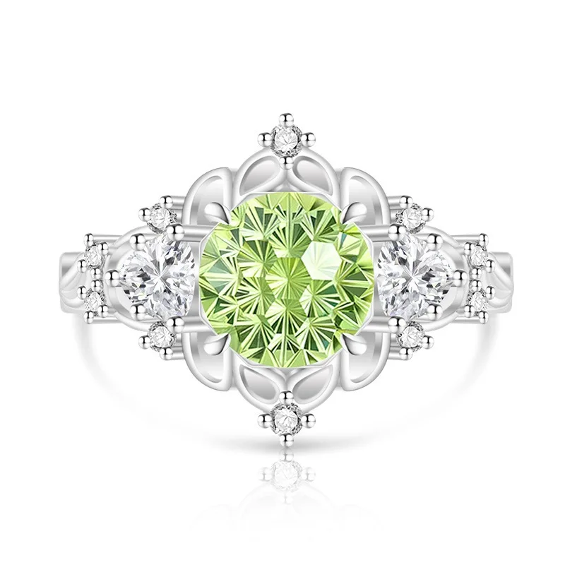 

925 Sterling Silver Dahlia Cut High Carbon Diamond Fairy Style Vine Flower Jewelry Design Ring